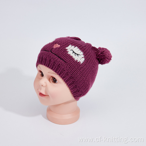jacquard embroidered knitted hat for baby